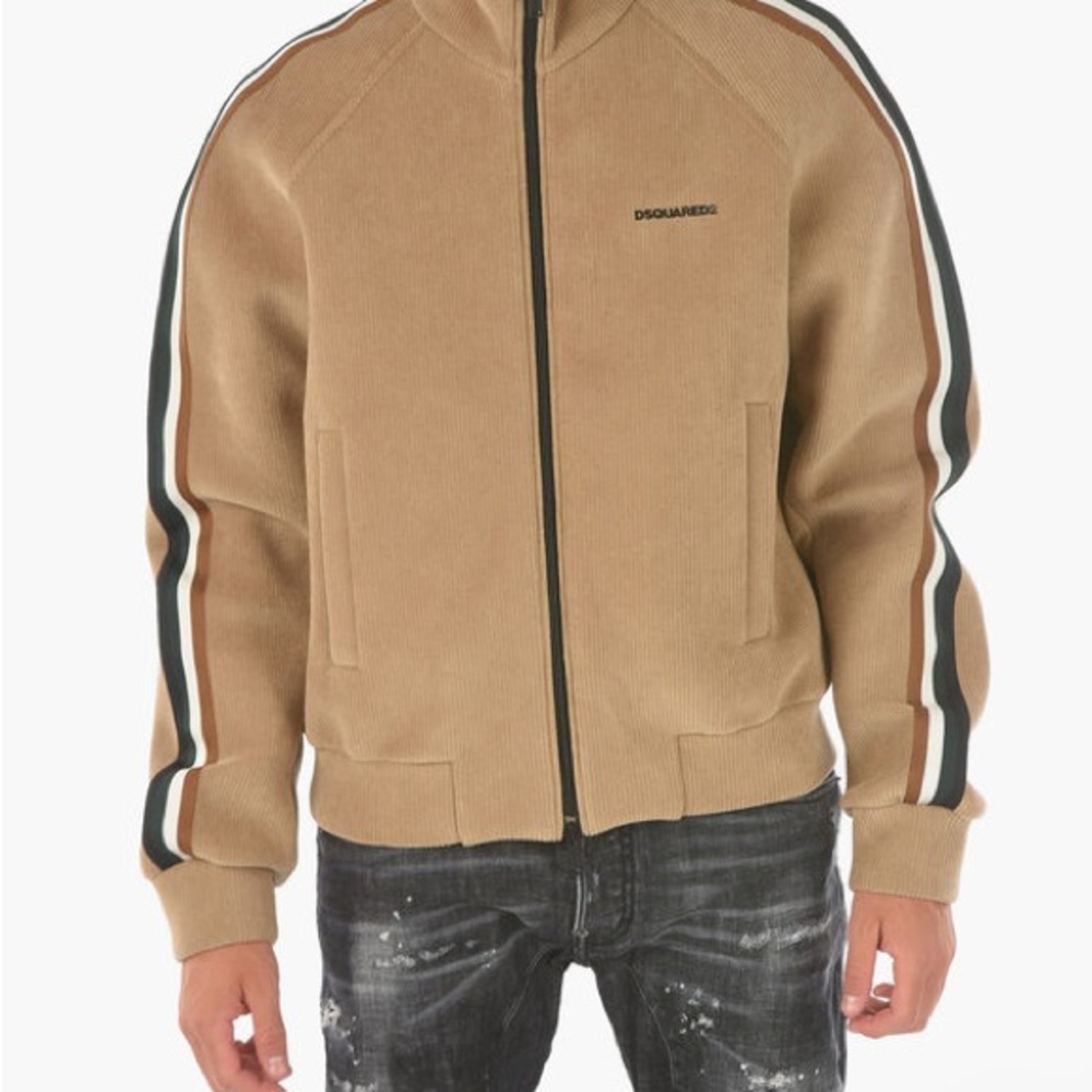NWOT 🇨🇦 DSQUARED2 🇨🇦 Beige Corduroy Jacket with Striped Sleeves